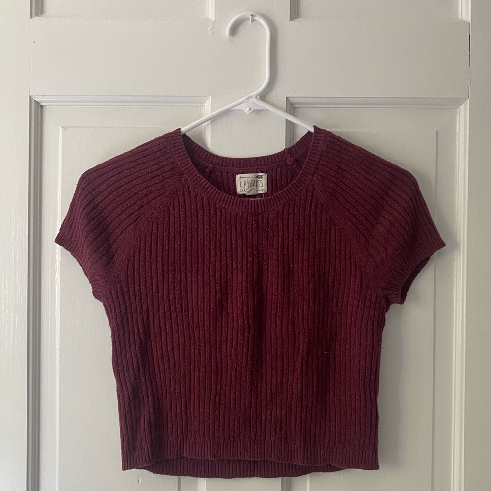 cropped maroon sweater